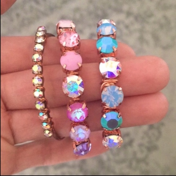 Raw Copper Pink+ Purple Crystal Ombré Bangle Bracelet - Picture 9 of 9